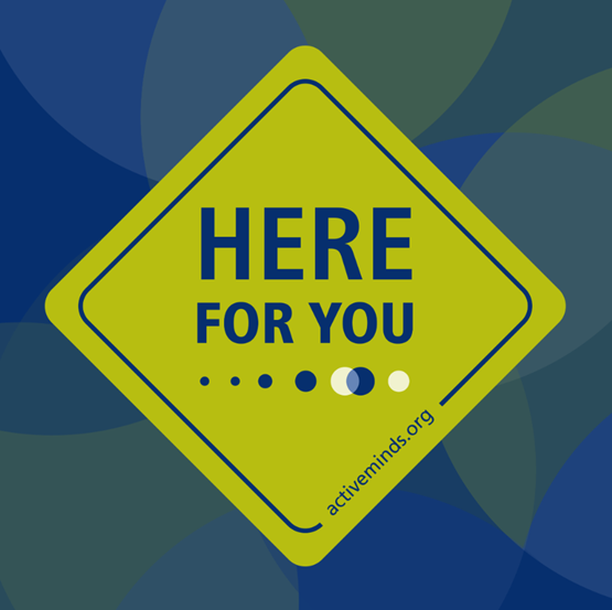 Street sign on an abstract background that says 'Here for you'