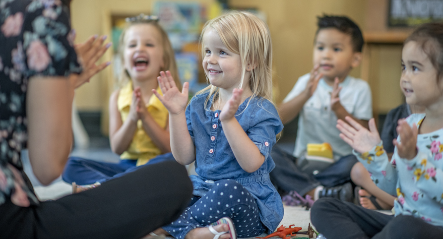 Preschool children singing together